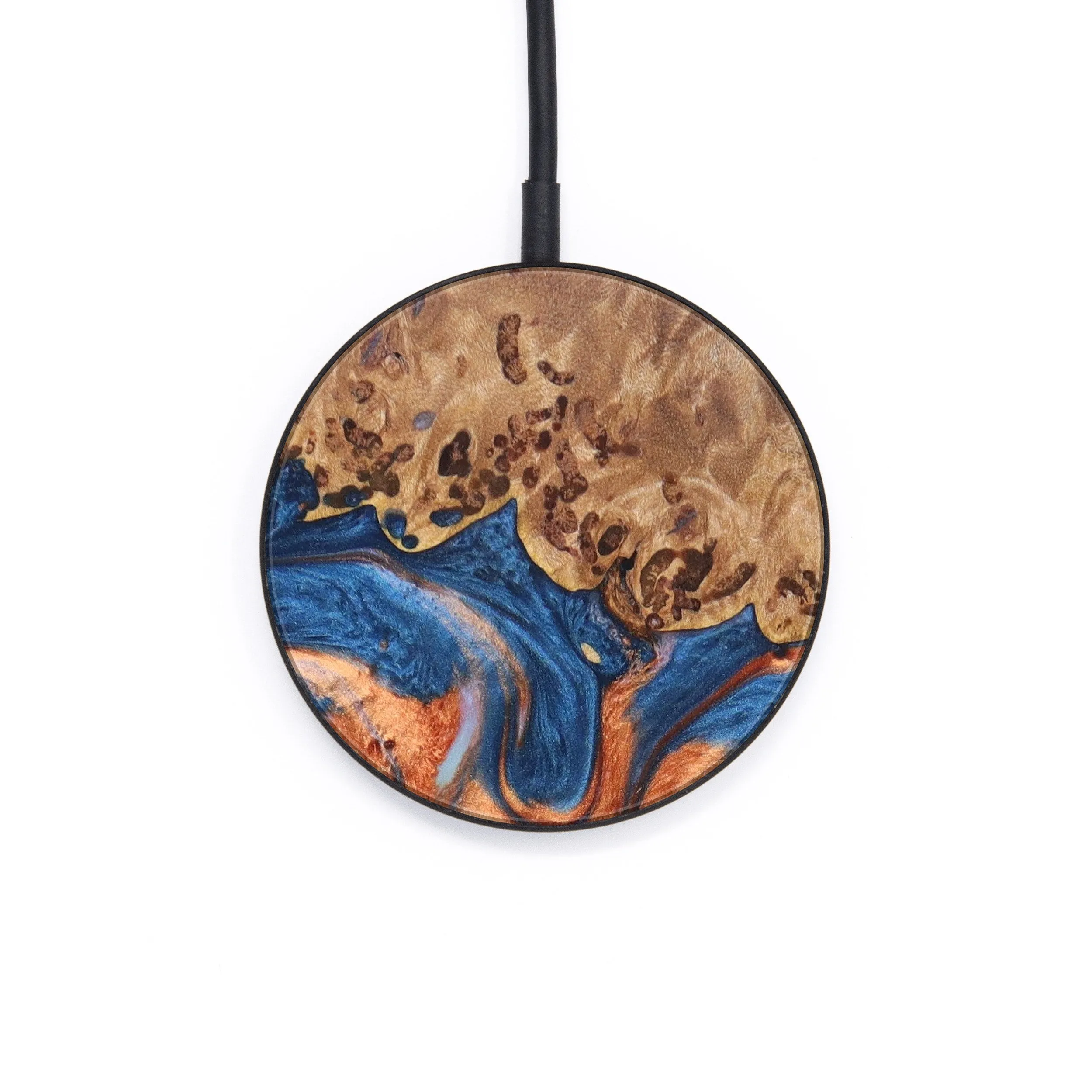 Circle Wood Resin Wireless Charger - Deion (Teal & Gold, 628103)