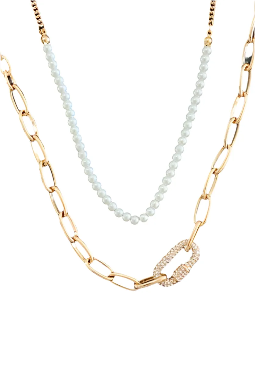 Classic Duo Layered Pearl Necklace Set