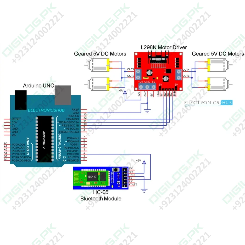 Components Of Making Bluetooth Controlled Robot Using Arduino Just component