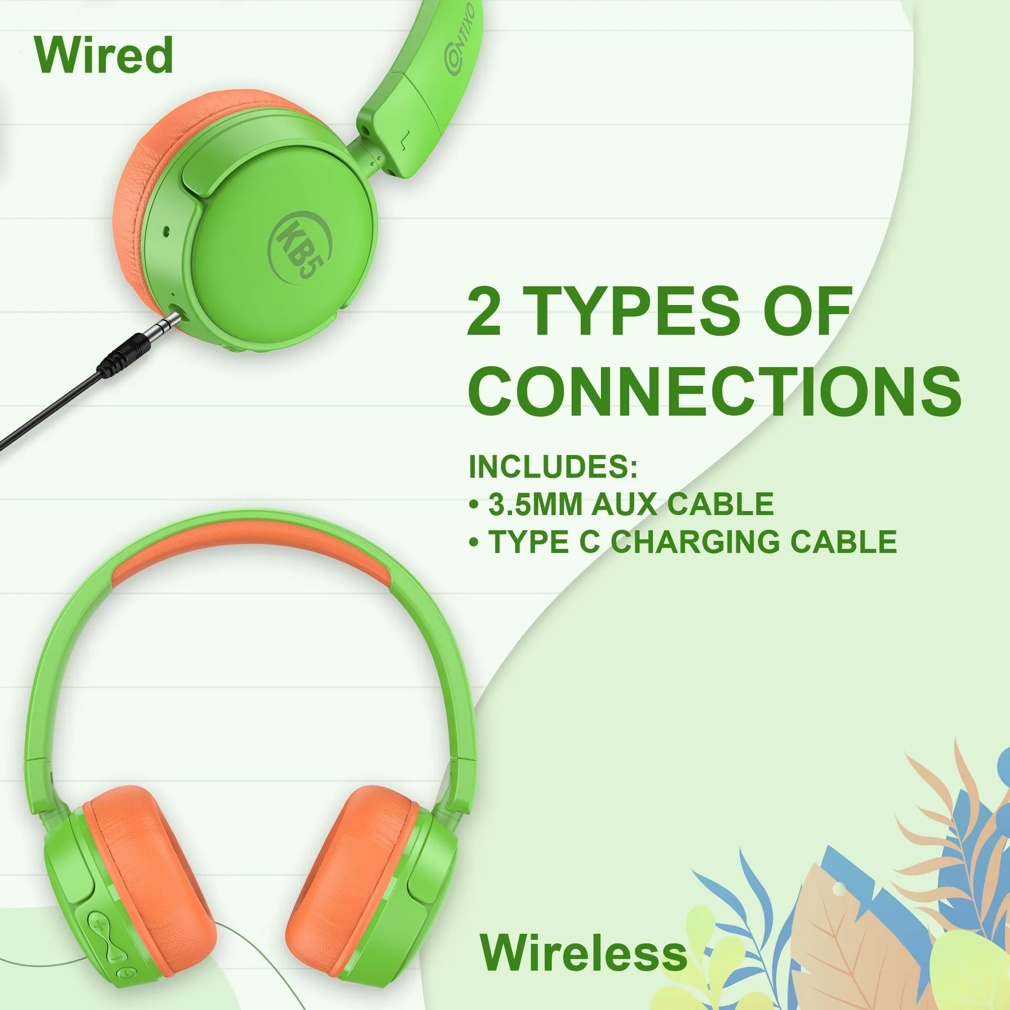 Contixo KB5 Kids Wireless Bluetooth Headphones by Contixo