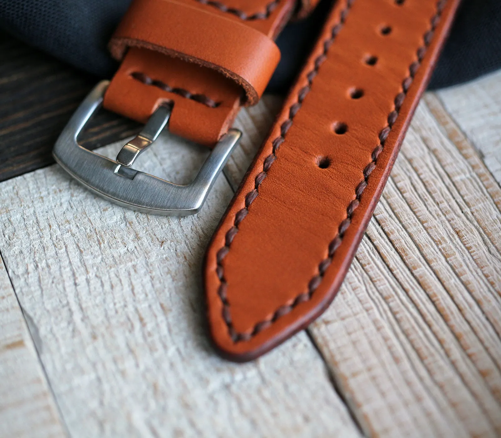 Custom Made Leather Watch Strap - Cognac