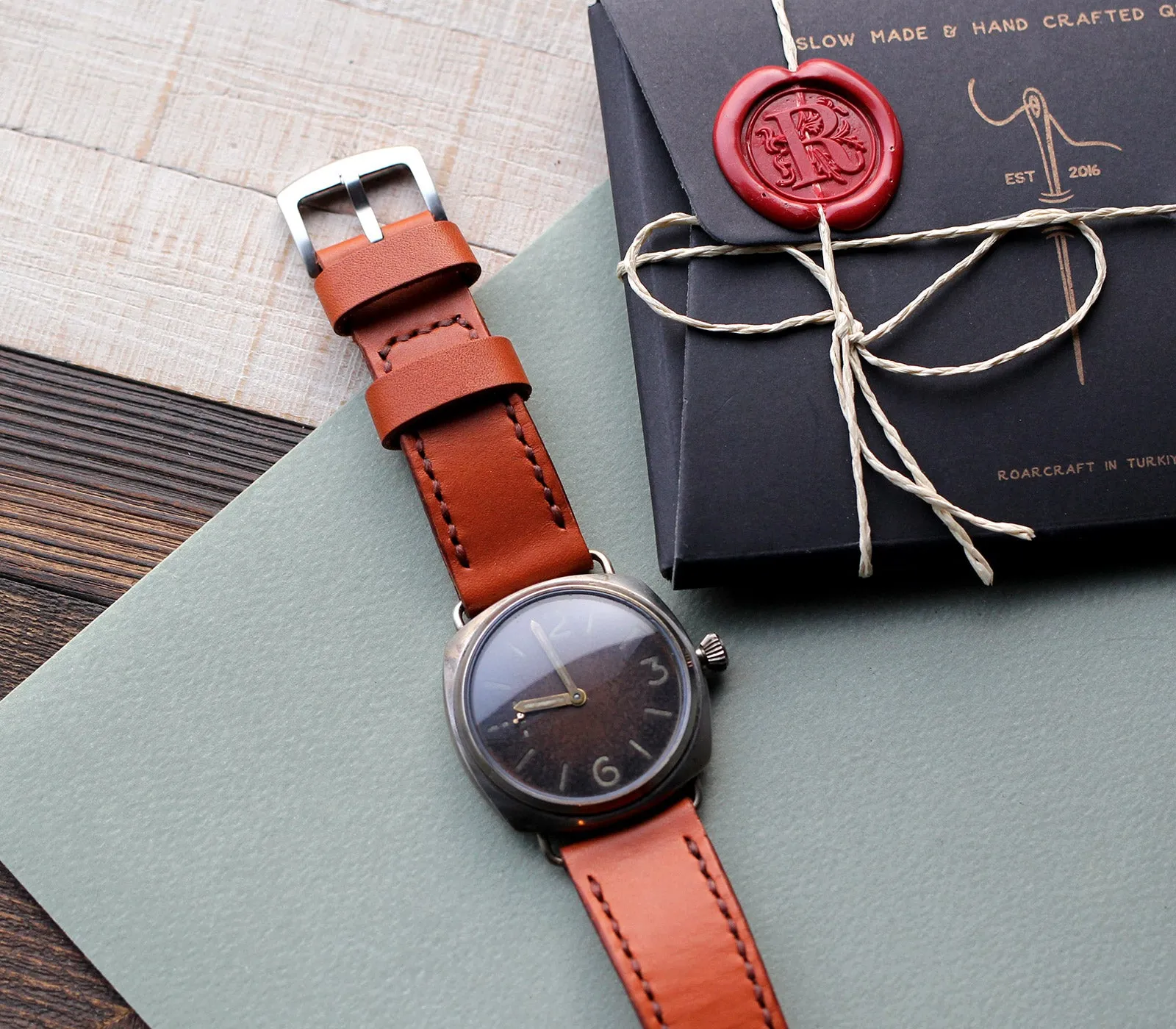 Custom Made Leather Watch Strap - Cognac