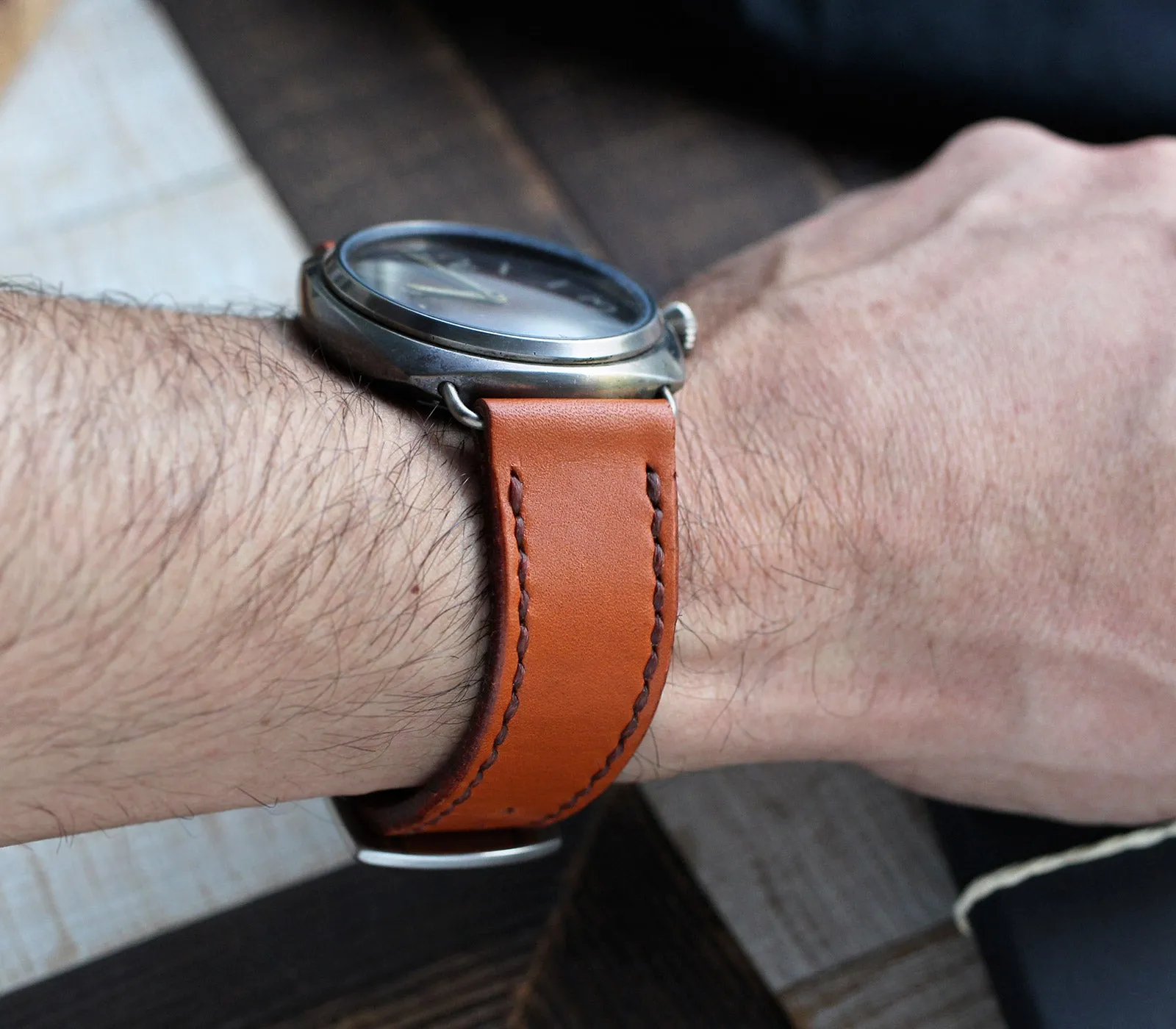 Custom Made Leather Watch Strap - Cognac