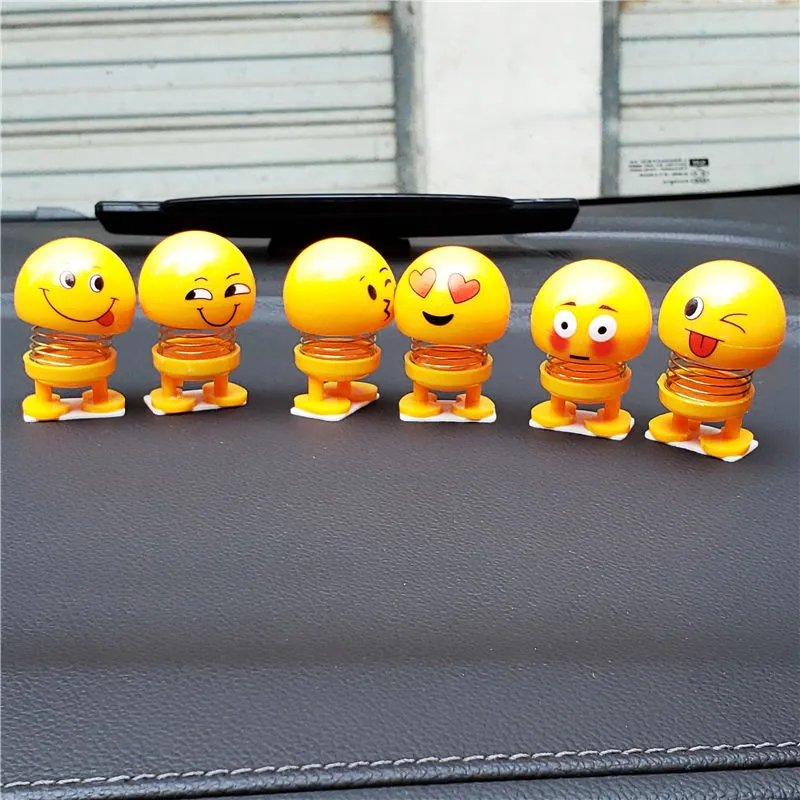 Cute Emoji Mini Shaking Funny Smile Face Springs Dancing Toys Pack of 6