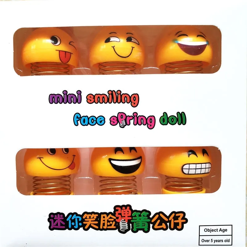 Cute Emoji Mini Shaking Funny Smile Face Springs Dancing Toys Pack of 6