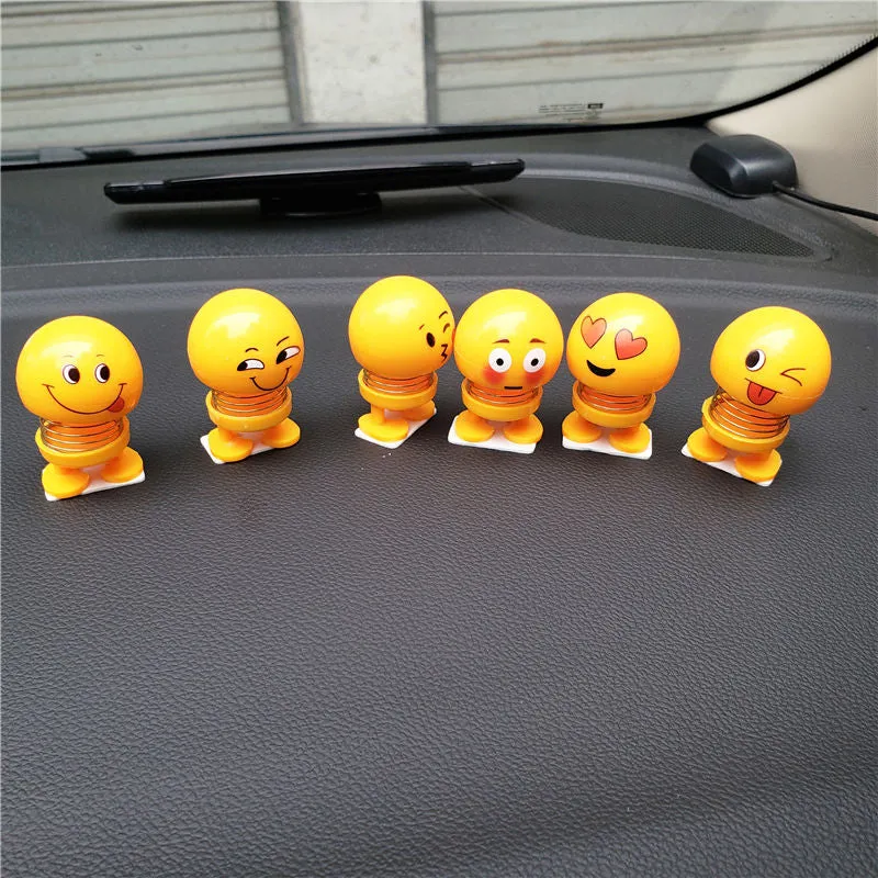 Cute Emoji Mini Shaking Funny Smile Face Springs Dancing Toys Pack of 6