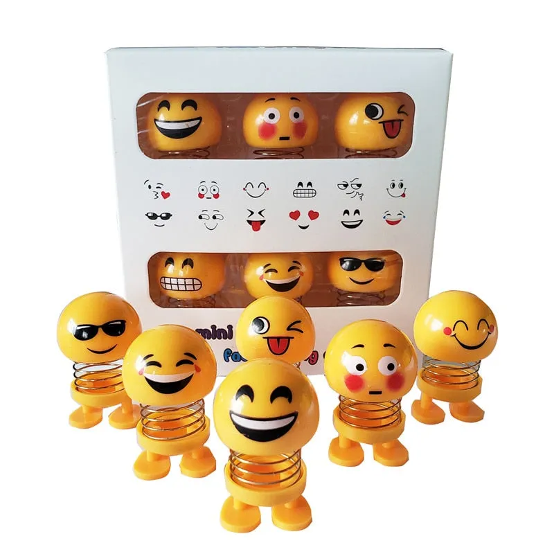 Cute Emoji Mini Shaking Funny Smile Face Springs Dancing Toys Pack of 6