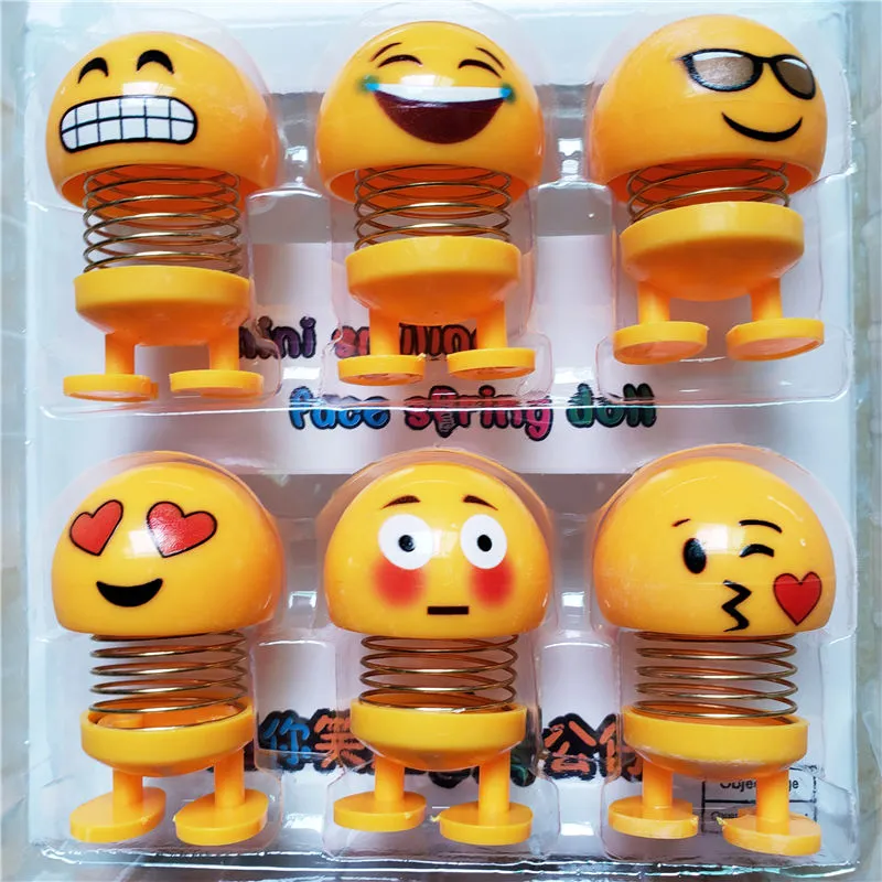 Cute Emoji Mini Shaking Funny Smile Face Springs Dancing Toys Pack of 6