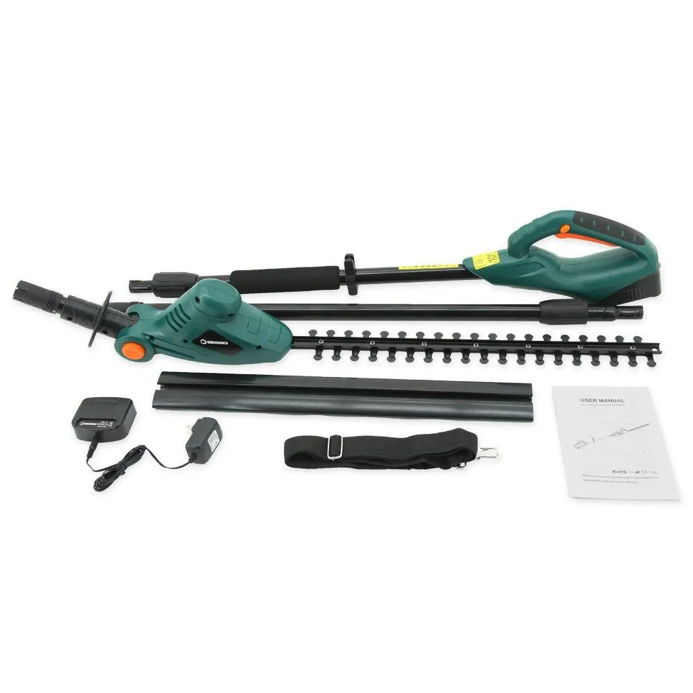 DOEWORKS 20V Li-ion 2 in 1 Multi-Angle Battery Trimmer, Cordless Electric Pole Hedge Trimmer with 20" Blades, Battery & Charger Included