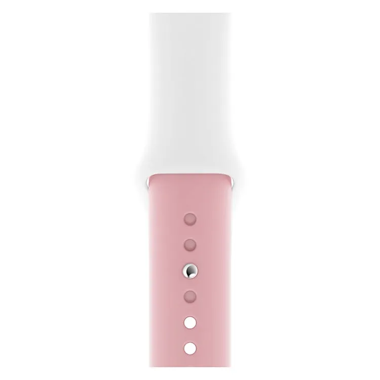 Double Colors Silicone Watch Band for Apple Watch Series 3 & 2 & 1 38mm(White Light Pink)