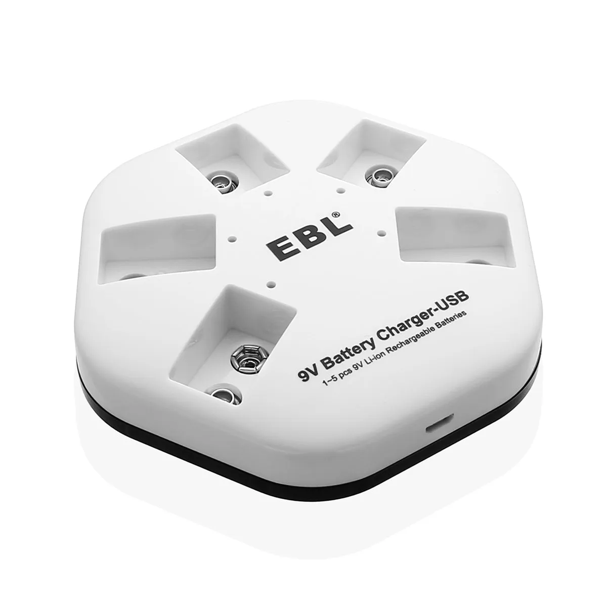 EBL 5 Packs 9V Li-ion Batteries with 5 Bay 9V Battery Charger