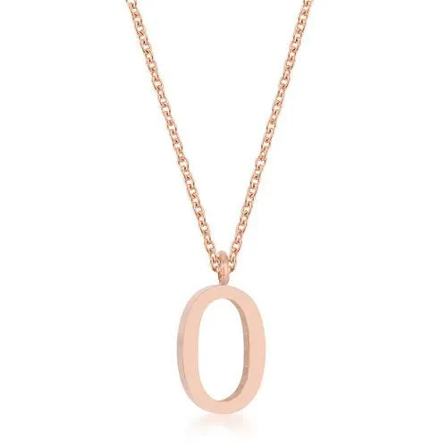 Elaina Rose Gold Stainless Steel O Initial Necklace