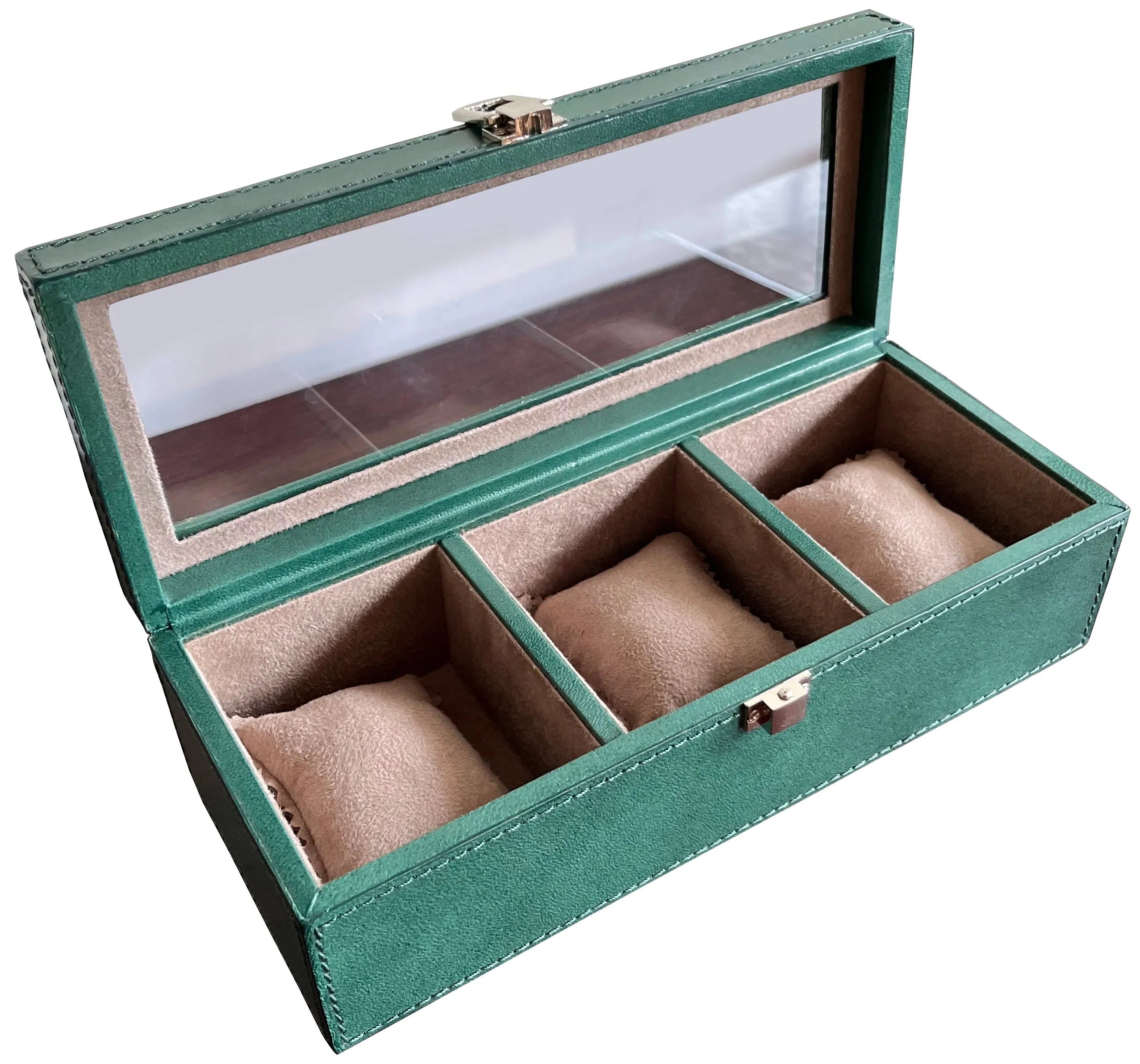 Elite Leather Watch Case - 3 Slots (Green)