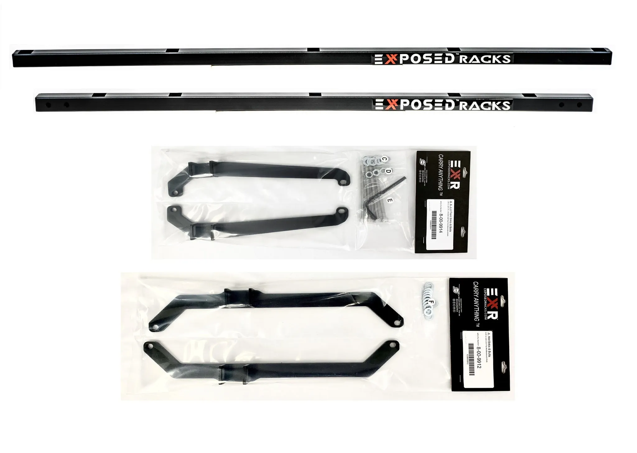 Exposed Racks 9756 Black Click-In Under Soft Top Cross Bars for Jeep Wrangler JL