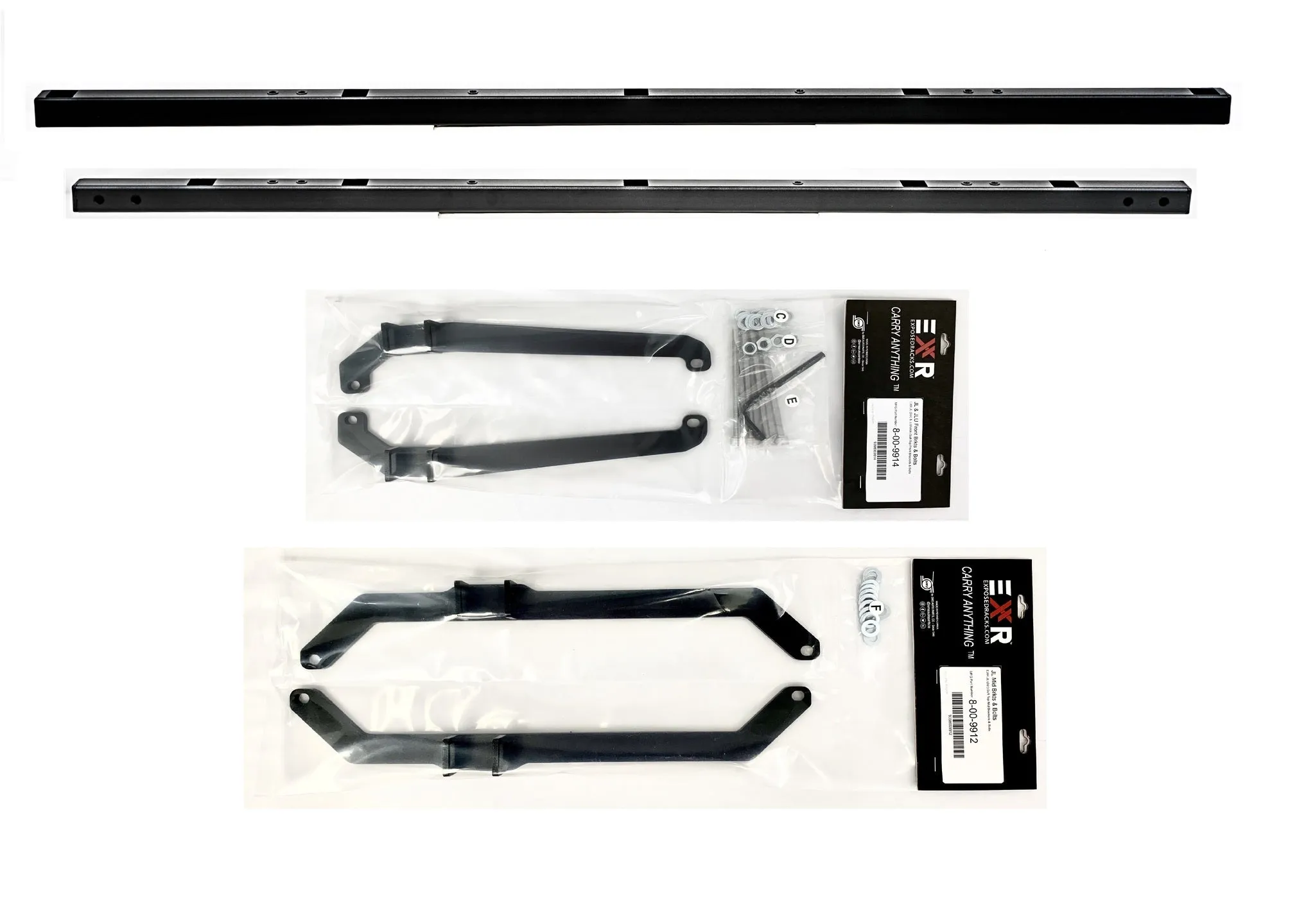 Exposed Racks 9756 Black Click-In Under Soft Top Cross Bars for Jeep Wrangler JL