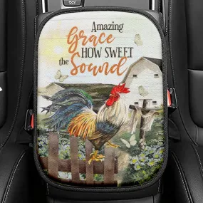 Farmhouse Style Amazing Grace How Sweet The Sound Seat Box Cover, Bible Verse Car Center Console Cover, Scripture Interior Car Accessories