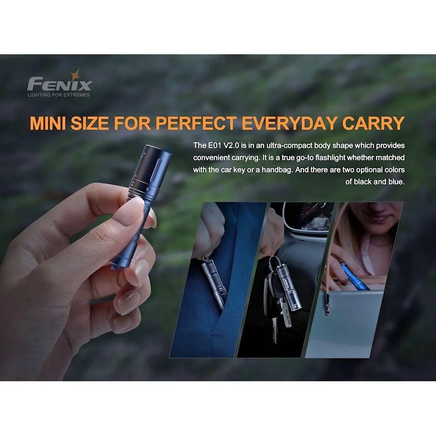 Fenix E01 V2.0 Miniature Flashlight - Black