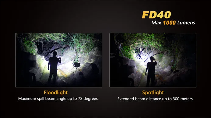 Fenix FD40 1x 18650 / 1x 26650 1000 Lumens CREE XP-L HI LED Flashlight