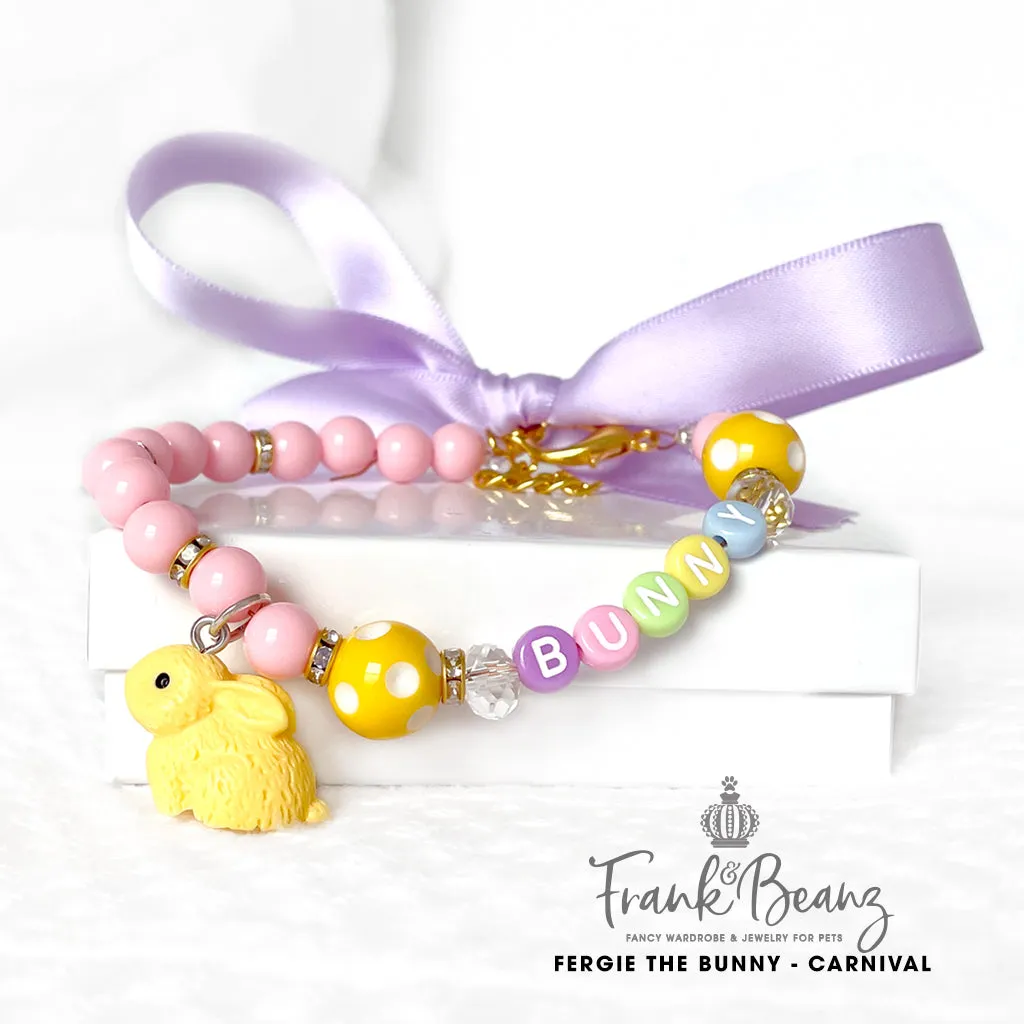 Fergie the Bunny Carnival Pearl Dog Necklace Collar Easter Cat Collar