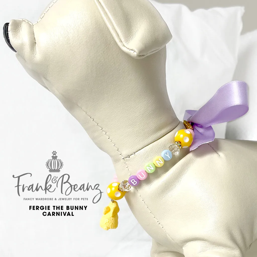 Fergie the Bunny Carnival Pearl Dog Necklace Collar Easter Cat Collar