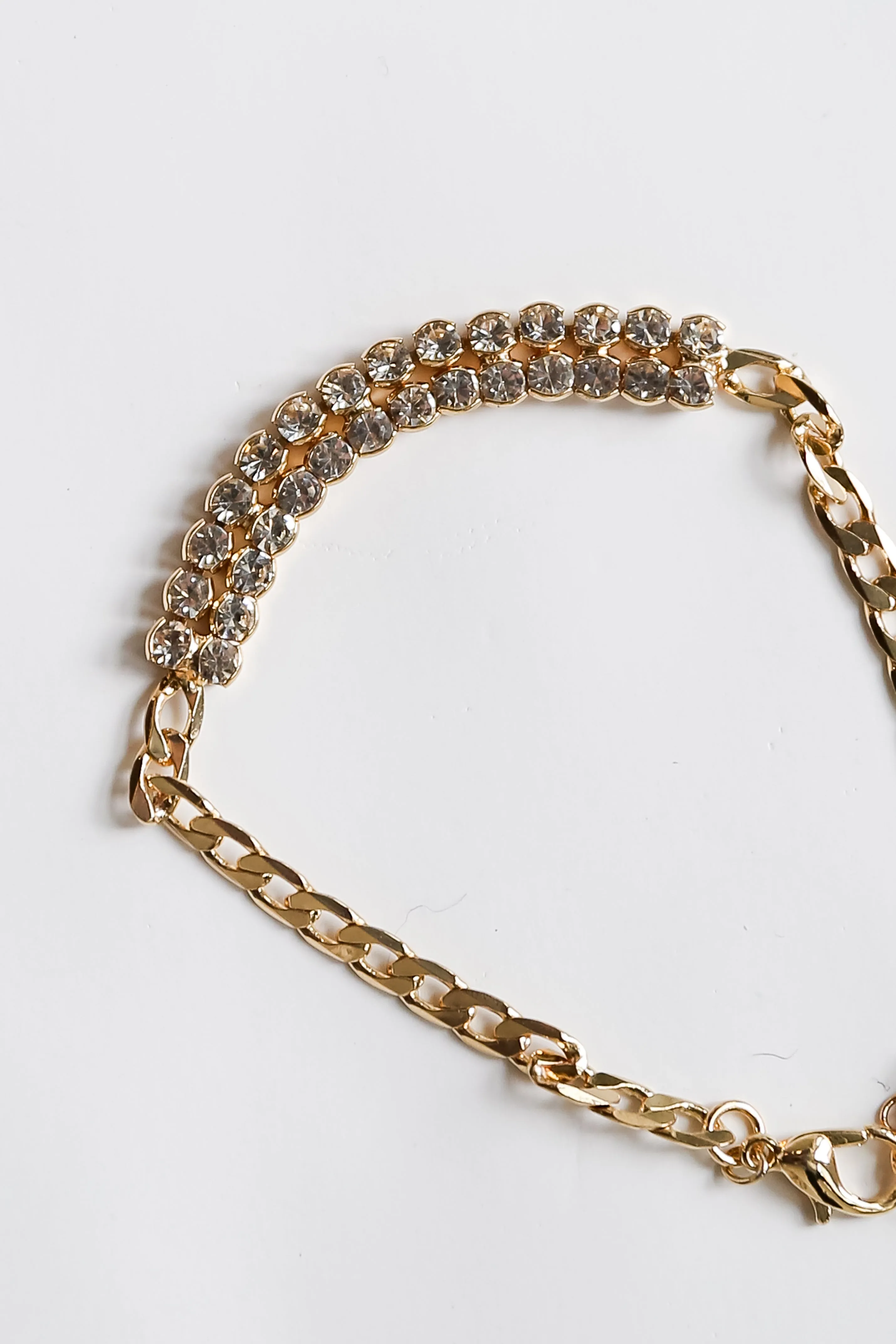 FINAL SALE - Aria Gold Rhinestone Chain Bracelet