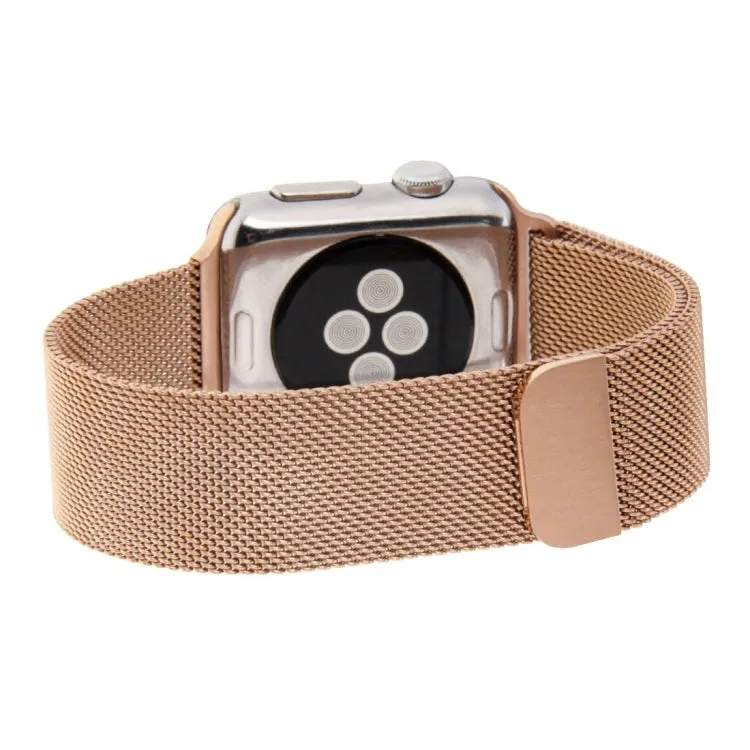 For Apple Watch 38mm Milanese Loop Magnetic Stainless Steel Watch Band(Rose Gold)