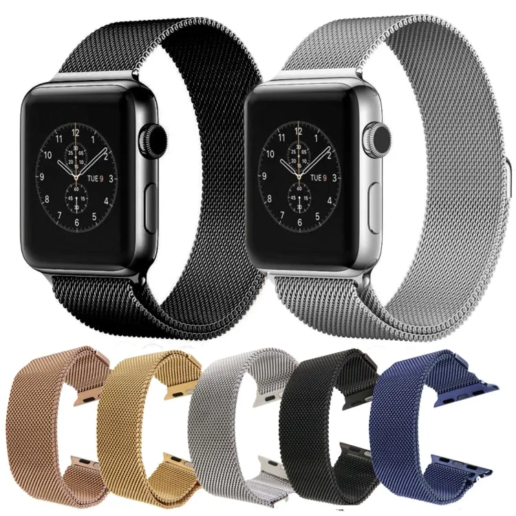 For Apple Watch 38mm Milanese Loop Magnetic Stainless Steel Watch Band(Rose Gold)