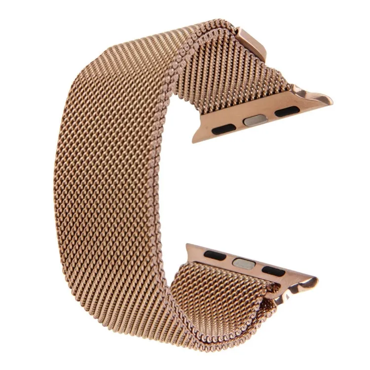 For Apple Watch 38mm Milanese Loop Magnetic Stainless Steel Watch Band(Rose Gold)