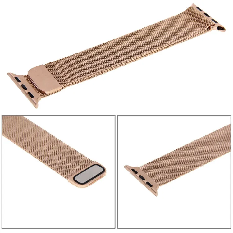 For Apple Watch 38mm Milanese Loop Magnetic Stainless Steel Watch Band(Rose Gold)