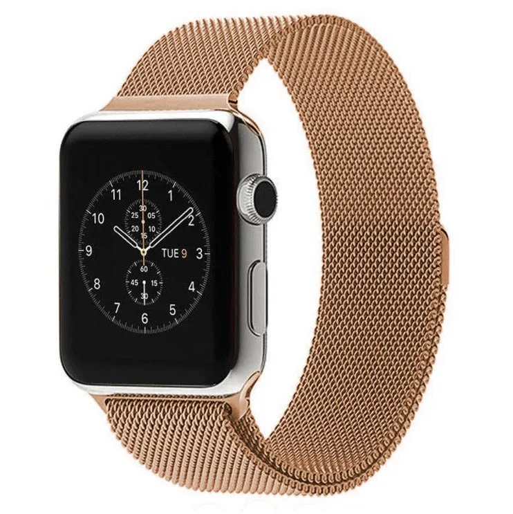 For Apple Watch 38mm Milanese Loop Magnetic Stainless Steel Watch Band(Rose Gold)