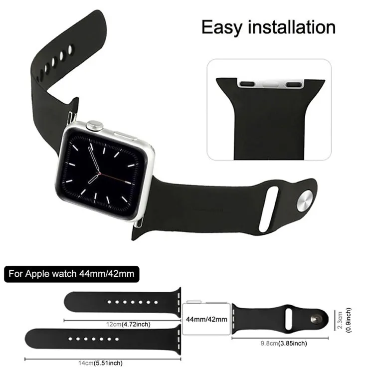 For Apple Watch Ultra 49mm & Watch Ultra 2 49mm / Series 9&8&7 45mm / SE 3&SE 2&6&SE&5&4 44mm / 3&2&1 42mm 3 in 1 Rubber Watch Band with Pin Buckle(Magenta)