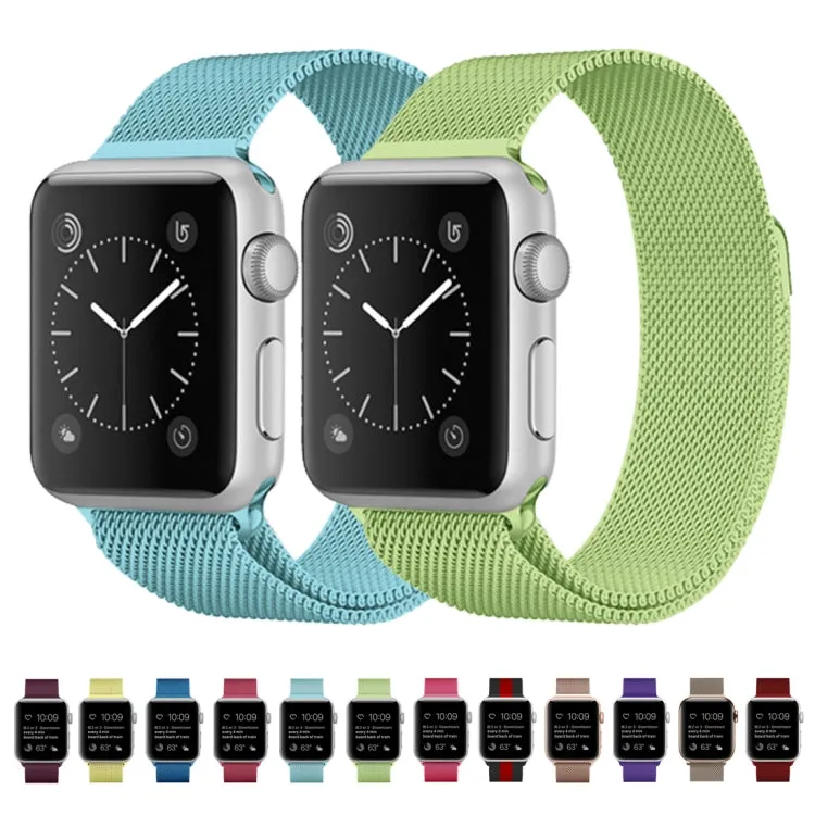 For Apple Watch Ultra 49mm&Watch Ultra 2 49mm / Series 9&8&7 45mm / 6 & SE & 5 & 4 44mm / 3 & 2 & 1 42mm Milanese Loop Magnetic Stainless Steel Watch Band(Bright Pink)