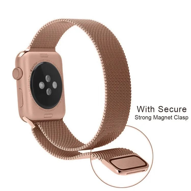 For Apple Watch Ultra 49mm&Watch Ultra 2 49mm / Series 9&8&7 45mm / SE 3&SE 2&6&SE&5&4 44mm / 3&2&1 42mm Milanese Loop Magnetic Stainless Steel Watch Band(Champagne Gold)