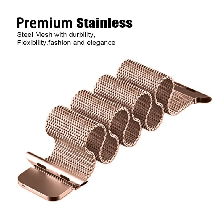 For Apple Watch Ultra 49mm&Watch Ultra 2 49mm / Series 9&8&7 45mm / SE 3&SE 2&6&SE&5&4 44mm / 3&2&1 42mm Milanese Loop Magnetic Stainless Steel Watch Band(Champagne Gold)