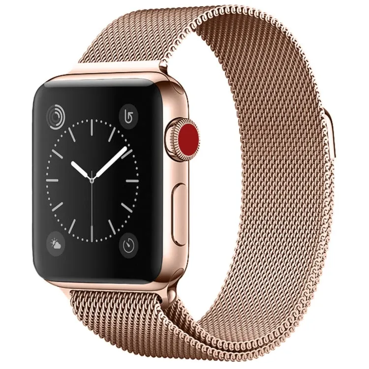 For Apple Watch Ultra 49mm&Watch Ultra 2 49mm / Series 9&8&7 45mm / SE 3&SE 2&6&SE&5&4 44mm / 3&2&1 42mm Milanese Loop Magnetic Stainless Steel Watch Band(Champagne Gold)