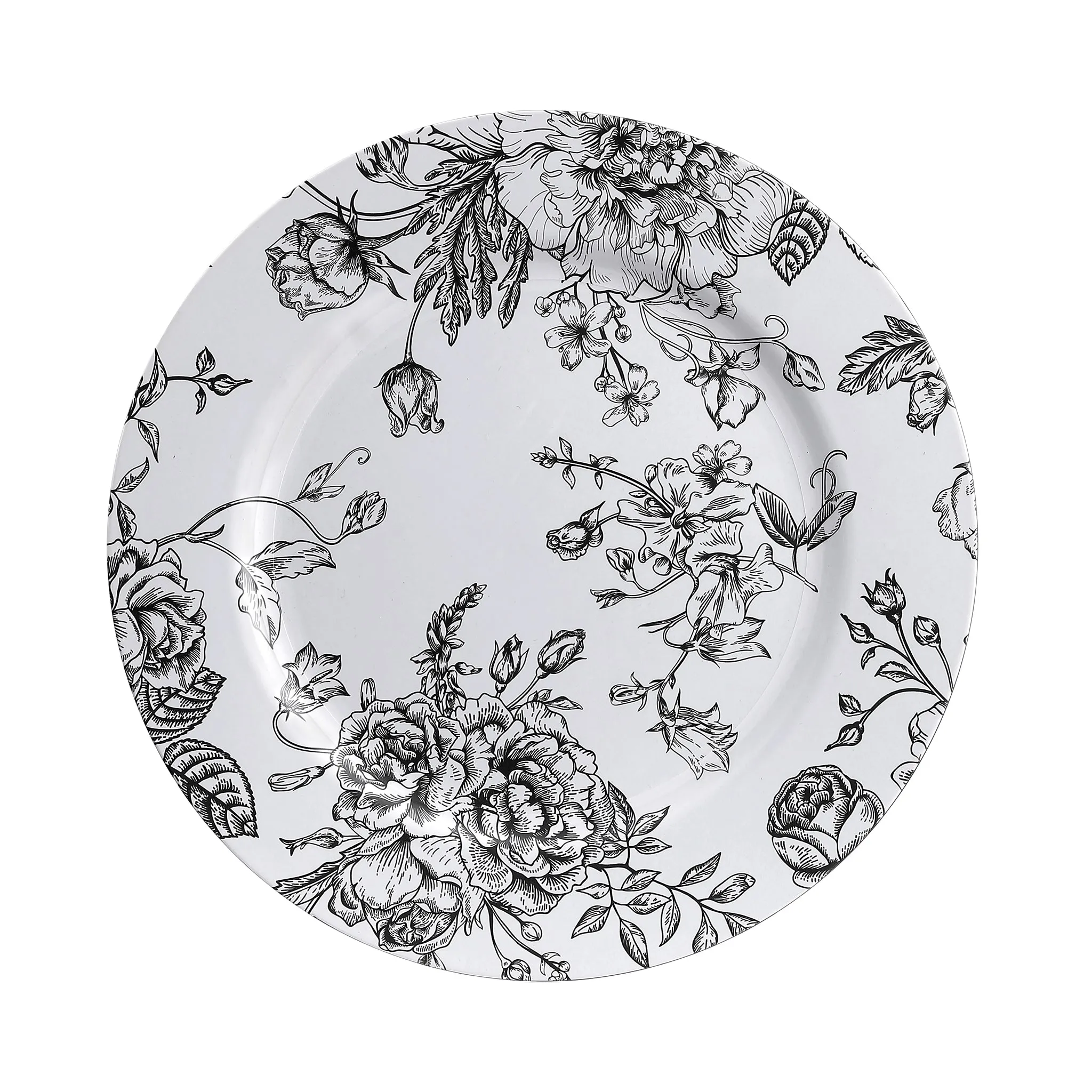 French Toile Acrylic Charger Plate - Black