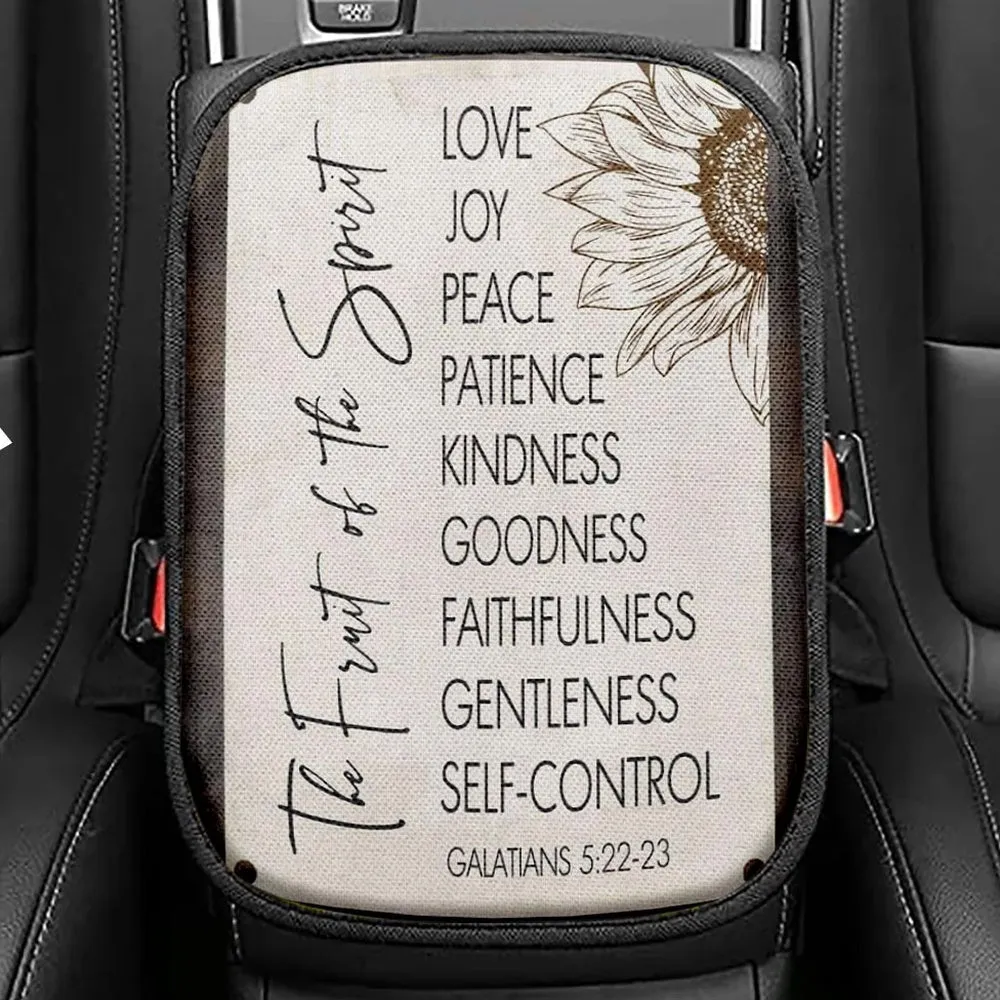 Fruit Of The Spirit Galatians 522 - 23 Seat Box Cover, Bible Verse Car Center Console Cover, Scripture Interior Car Accessories