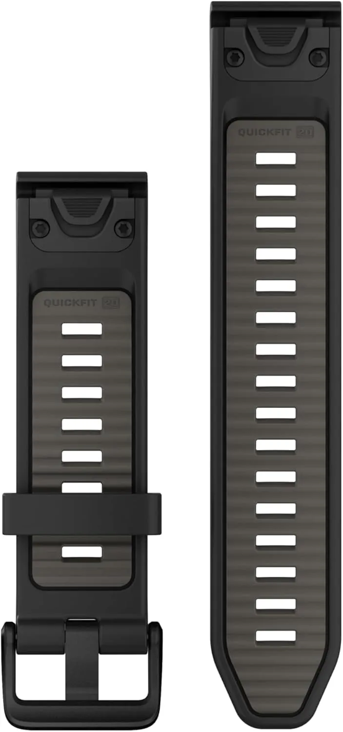 Garmin QuickFit 20 Watch Bands Black/Pebble Gray Silicone (010-13391-00)