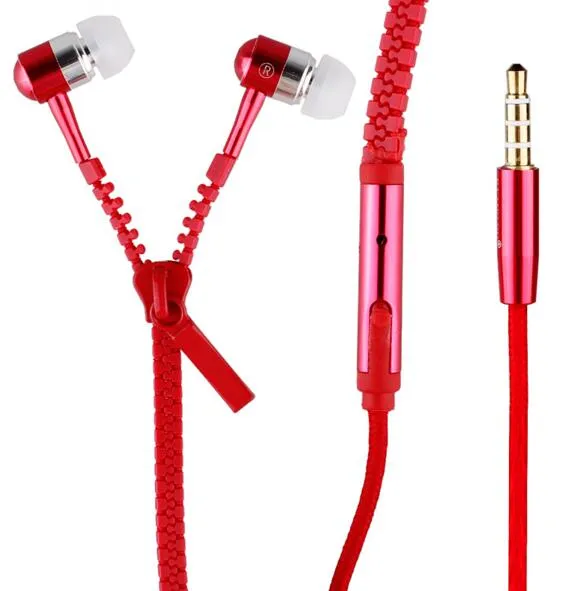 Glylezee S3 Zipper Earphone in-Ear Metal Bass MP3 Music 3.5mm with Microphone Stereo Cellphone Earpieces for Smart Phone