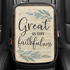 Great Is Thy Faithfulness Christian Hymns Seat Box Cover, Bible Verse Car Center Console Cover, Scripture Interior Car Accessories