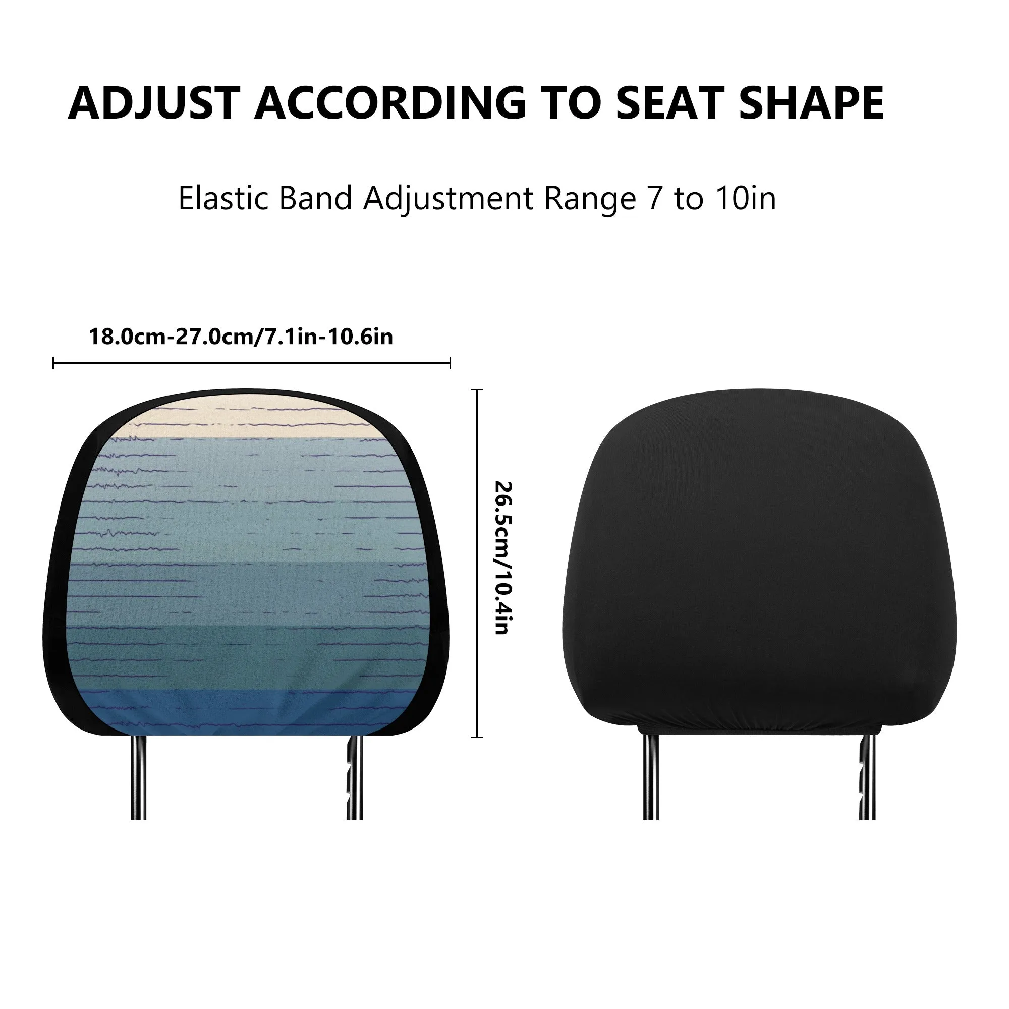 Headrest Cover for Cars | Universal fit | Trendy Designs on Auto Headrest slipcover - Blue Rainbow Sunset