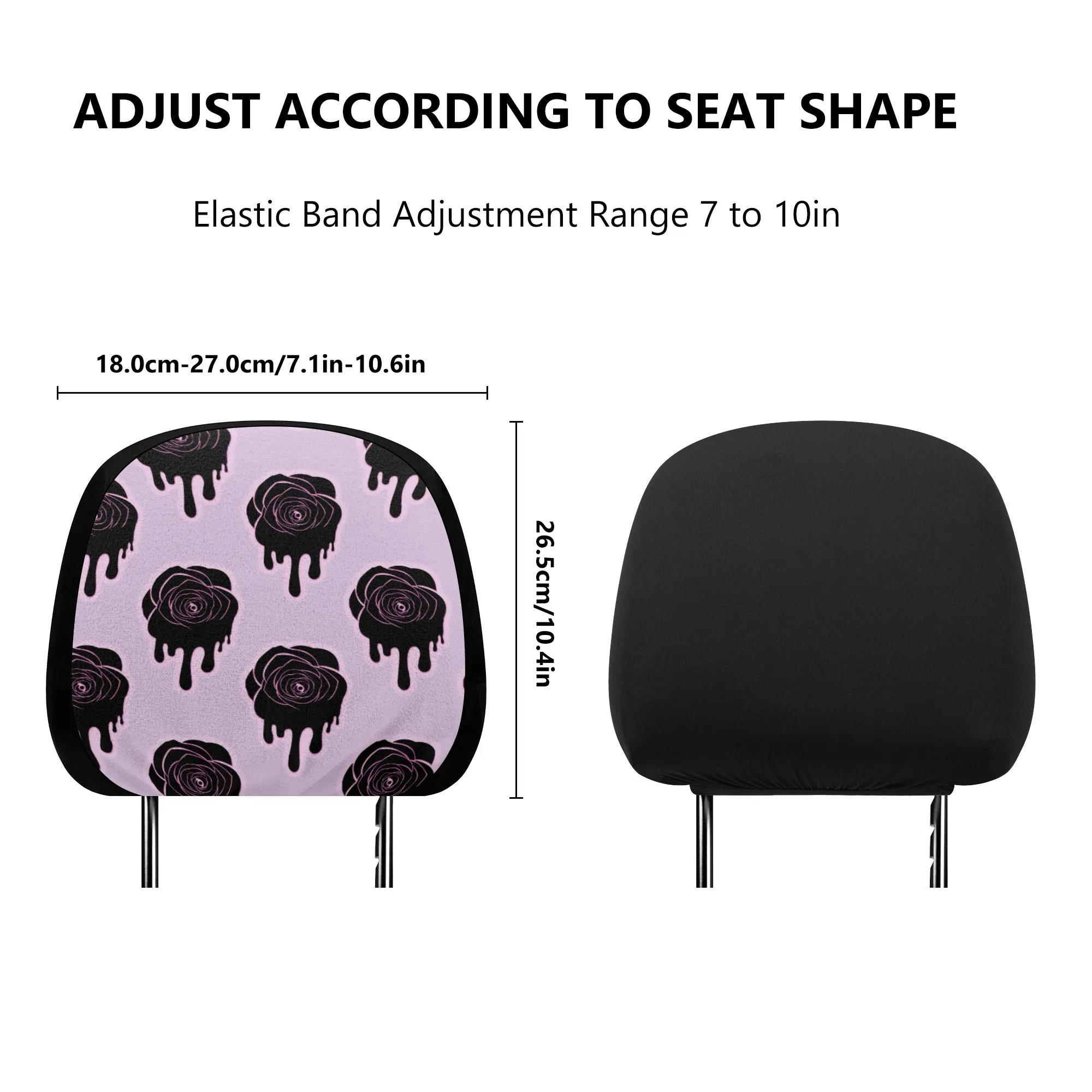 Headrest Cover for Cars | Universal fit | Trendy Designs on Auto Headrest slipcover - Halloween Black Roses