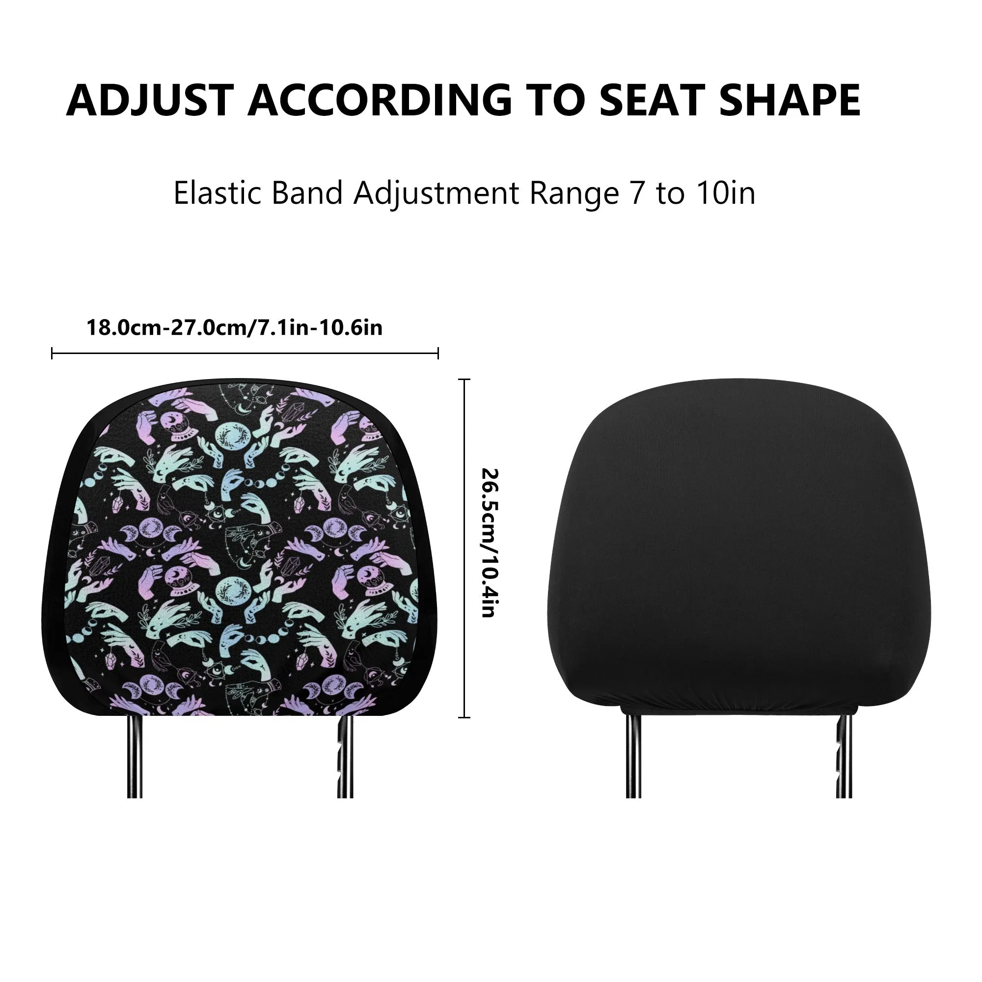 Headrest Cover for Cars | Universal fit | Trendy Designs on Auto Headrest slipcover - Witchy Crystal Balls