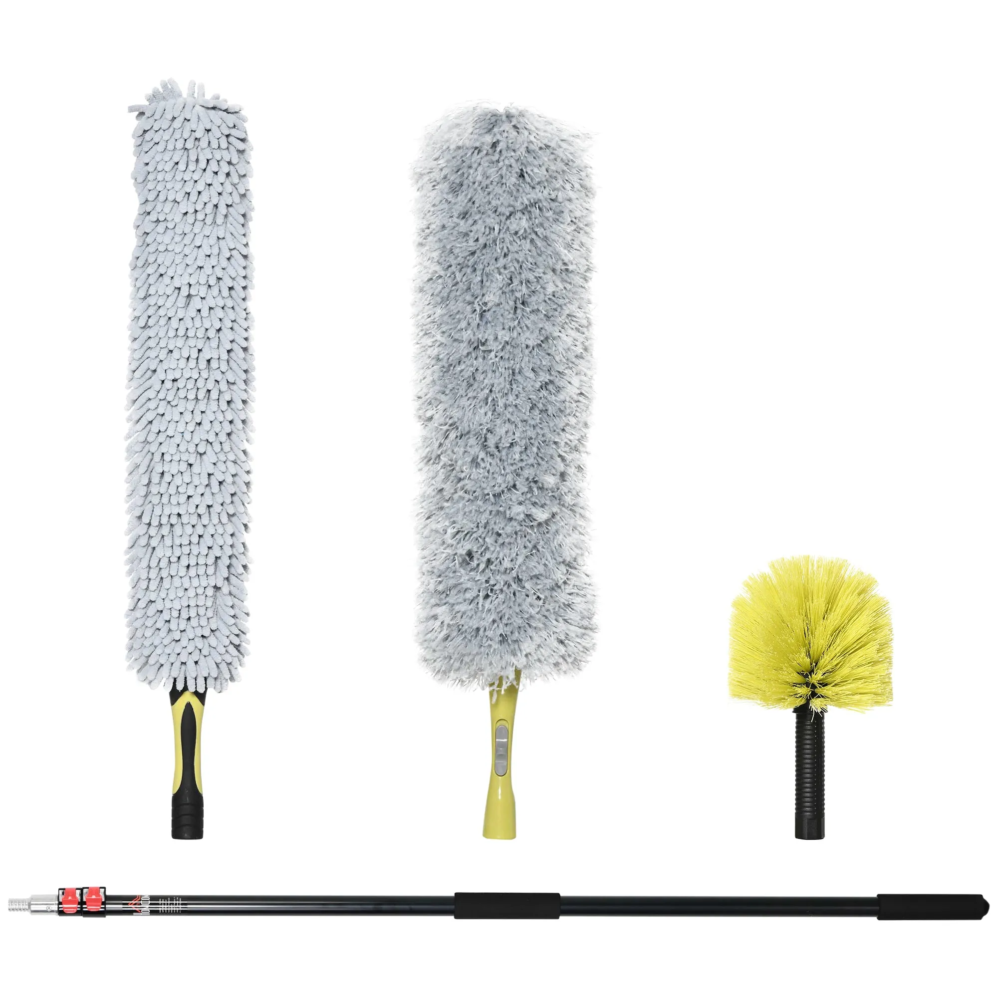 HOMCOM Extendable Feather Duster Cleaning Kit W/ Telescopic Pole 3.5m/11.5ft