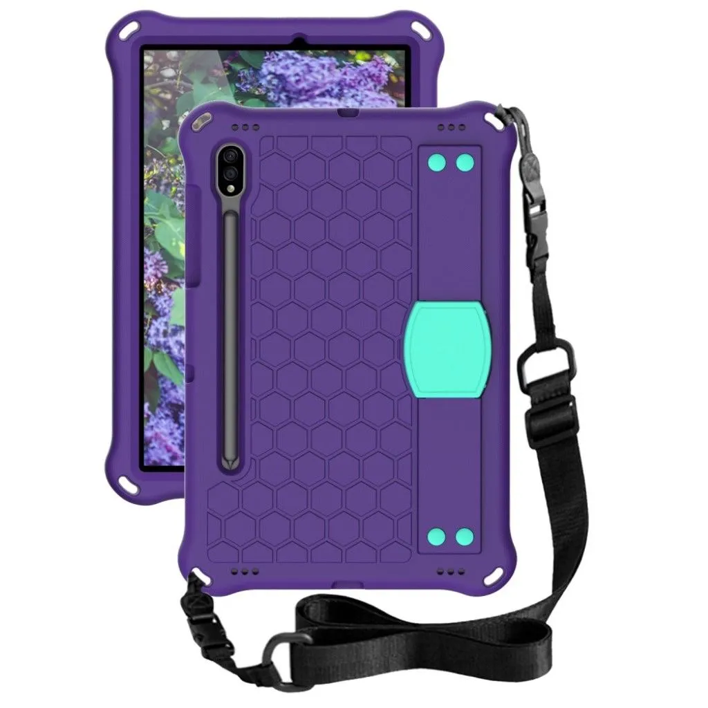 Honeycom pattern EVA combo case for Samsung Galaxy Tab S7 - Purple / Cyan