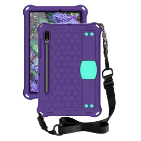 Honeycom pattern EVA combo case for Samsung Galaxy Tab S7 - Purple / Cyan