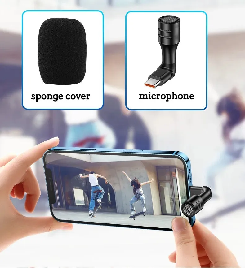 HRIDZ Portable Mini Microphone 3.5mm Stereo Type-C Flexural Bendable Mic