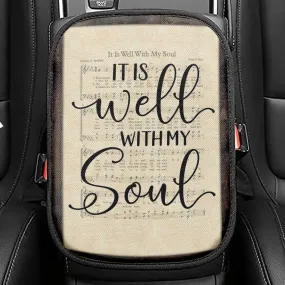 It Is Well With My Soul Hymn Sheet Music Christian Seat Box Cover, Bible Verse Car Center Console Cover, Scripture Interior Car Accessories