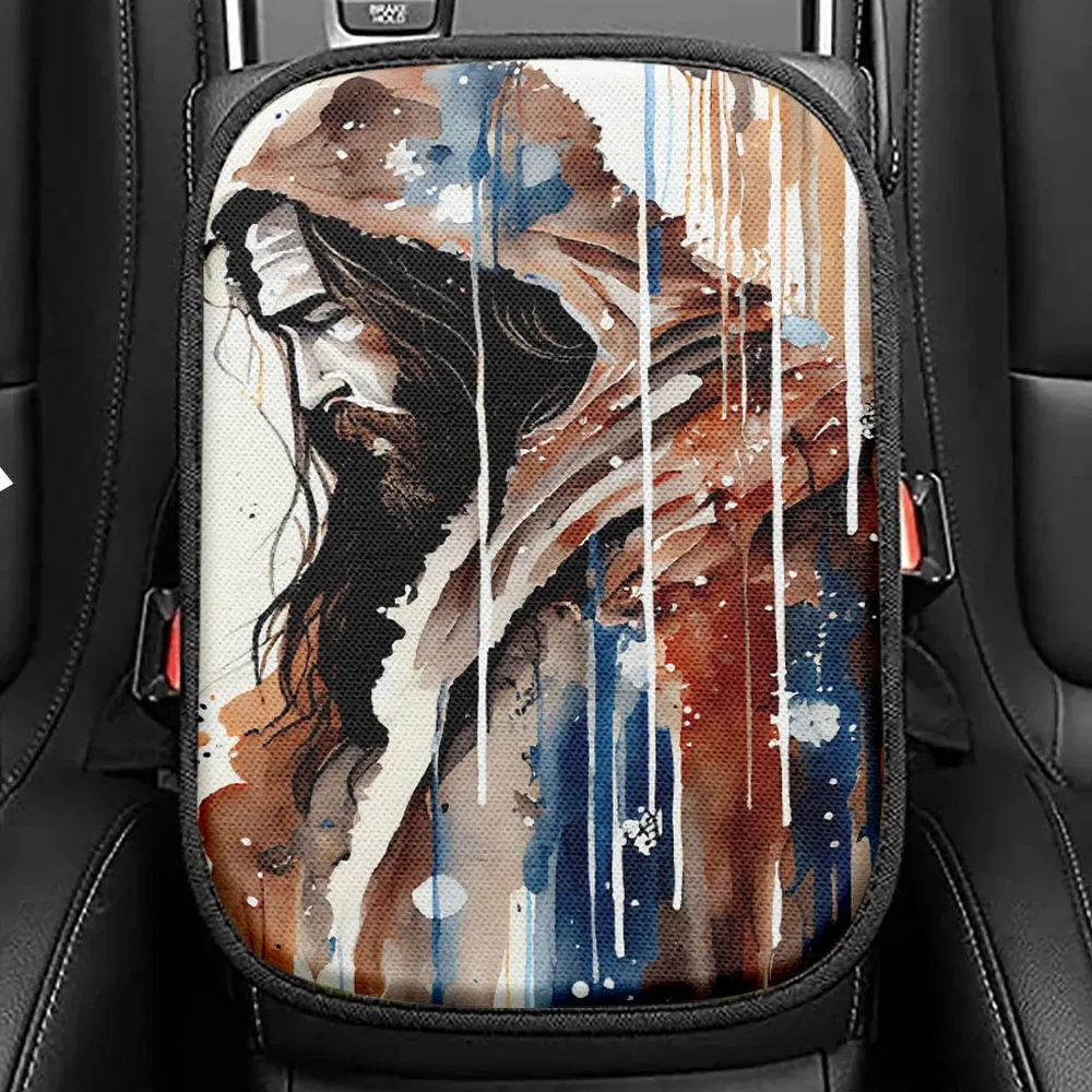 Jesus Christ Seat Box Cover, Christian Car Center Console Cover, Jesus Interior Car Accessories