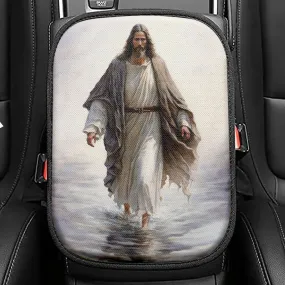 Jesus Walk On Water Seat Box Cover, Jesus Car Center Console Cover, Christian Interior Car Accessories